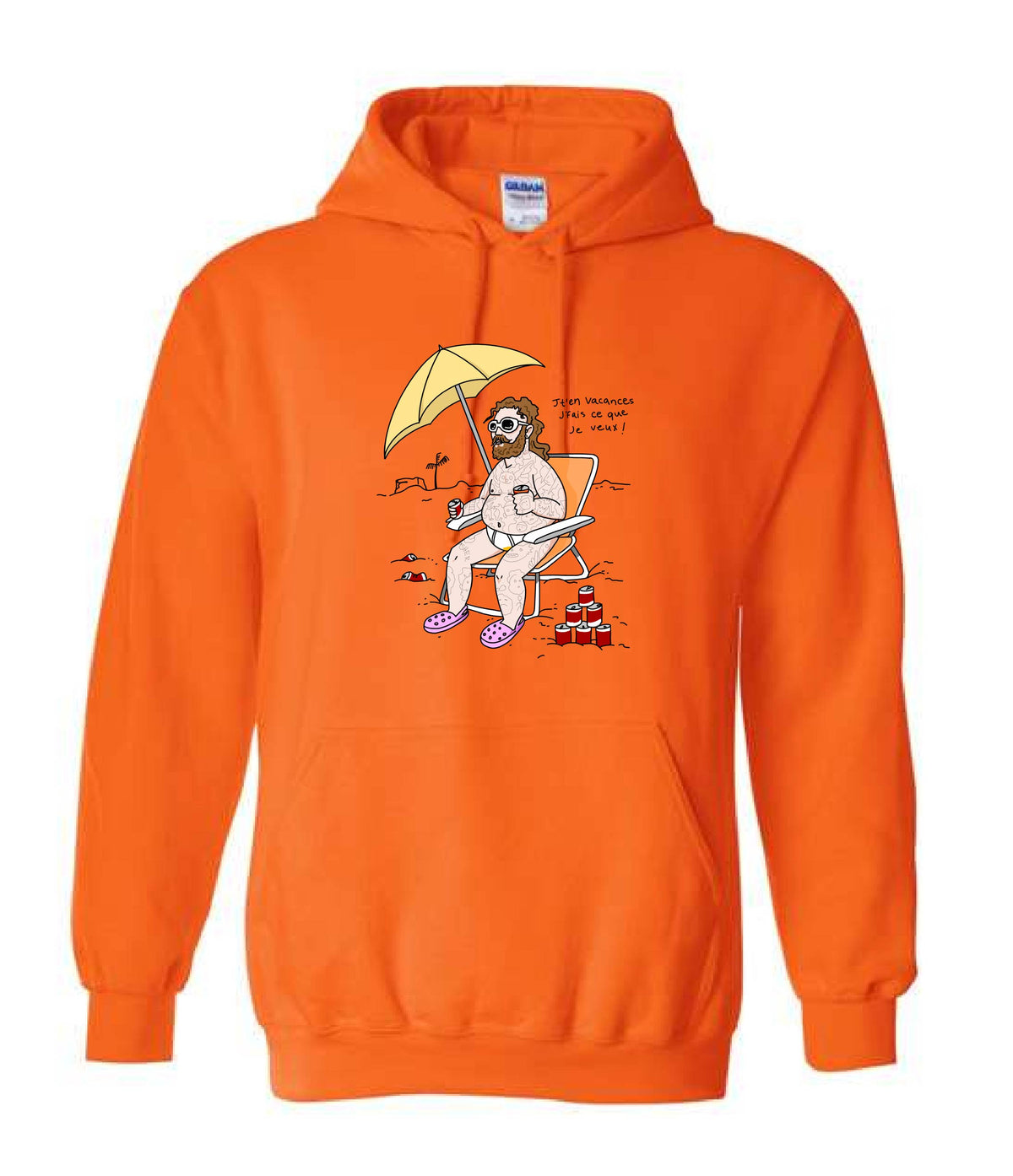 Hoodie Orange Lessard j'ten vacances
